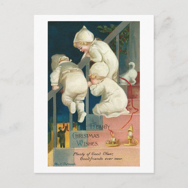 Hearty Christmas Wishes Kid's Peeking Card (Front)