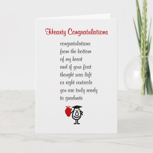 Hearty Congratulations _ a funny Med Sch grad poem Card