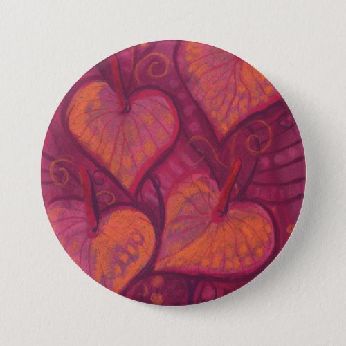 Hearty Flowers floral hearts pink red  orange Button