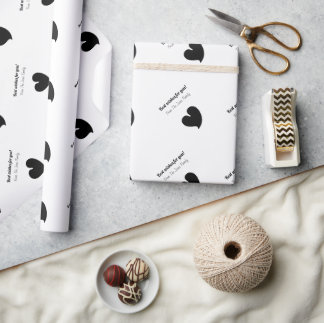 Hearty Hearts Black and White Custom Text- Wrapping Paper