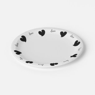 Hearty Hearts Black - Custom Text Paper Plates