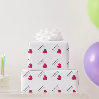 Hearty Hearts Bold Pink and White Custom Text- Wrapping Paper