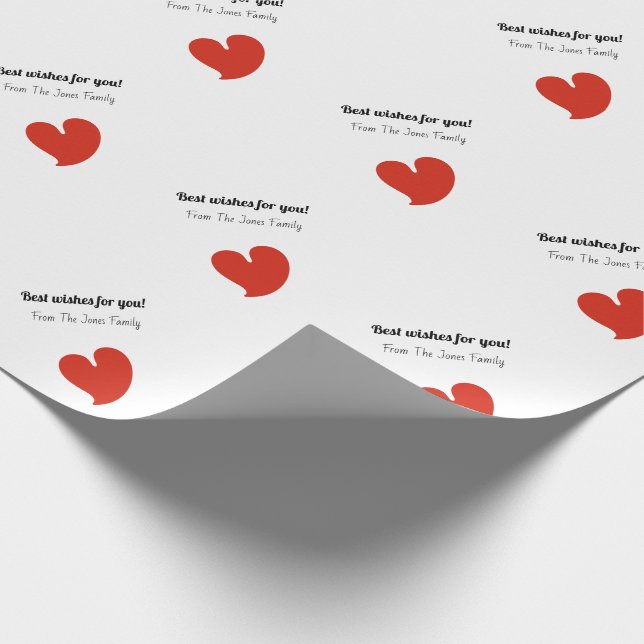 Hearty Hearts Red and White Custom Text- Wrapping Paper (Corner)
