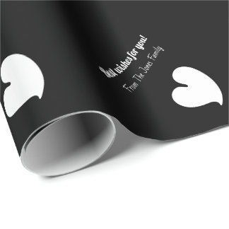 Hearty Hearts White and Black Custom Text- Wrapping Paper