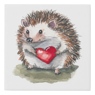 Hearty Hedgehog Faux Canvas Print