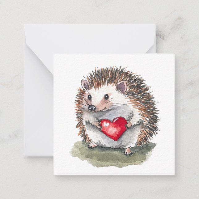 Hearty Hedgehog postcard style notecard (Front)