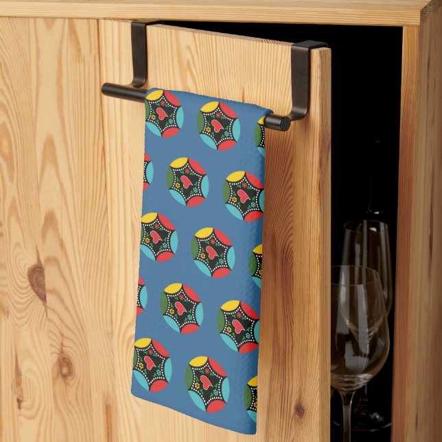 Hearty Portuguese Christmas baunle pattern Kitchen Towel (Thirds Fold)