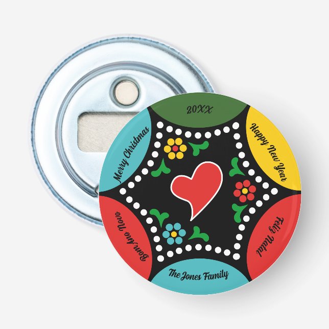 Hearty Portuguese Christmas Party and Gifts Bottle Opener (Front)