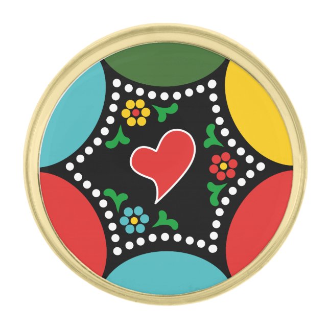 Hearty Portuguese Christmas Party and Gifts Gold Finish Lapel Pin (Front)