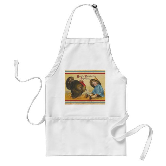 Hearty Thanksgiving Greetings Adult Apron (Front)