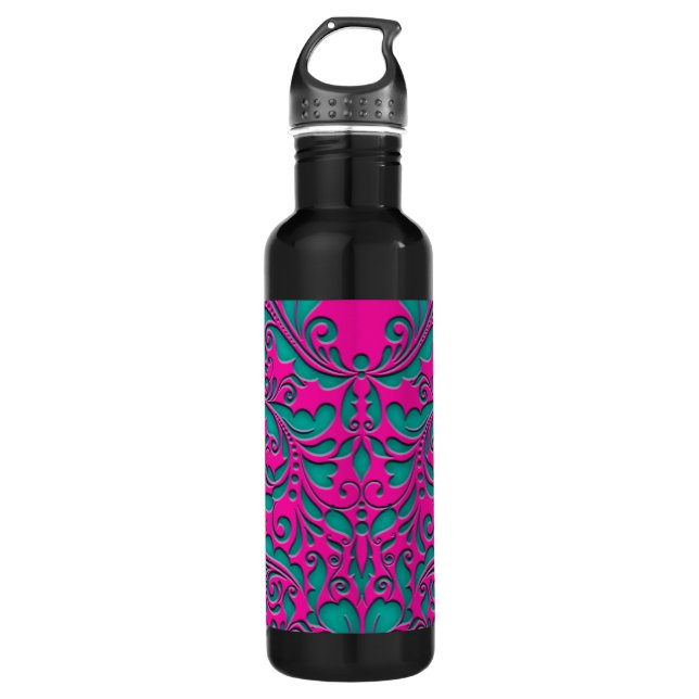 HeartyParty Magenta-Till Stainless Steel Water Bottle (Front)