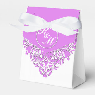 HeartyParty Pink And White Damask Heart Favor Boxes
