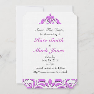 HeartyParty Pink And White Damask Heart Save The Date