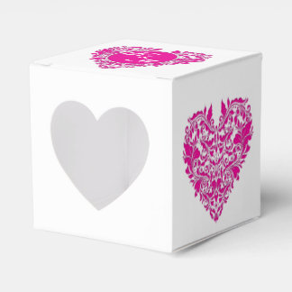 HeartyParty Pink Magenta And White Damask Heart Favor Boxes