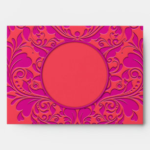 HeartyParty Raspberry and Magenta Damask Heart Envelope
