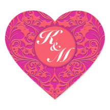 HeartyParty Raspberry and Magenta Damask Heart