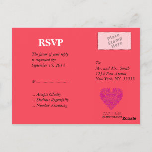 HeartyParty Raspberry and Magenta Damask Heart Postcard