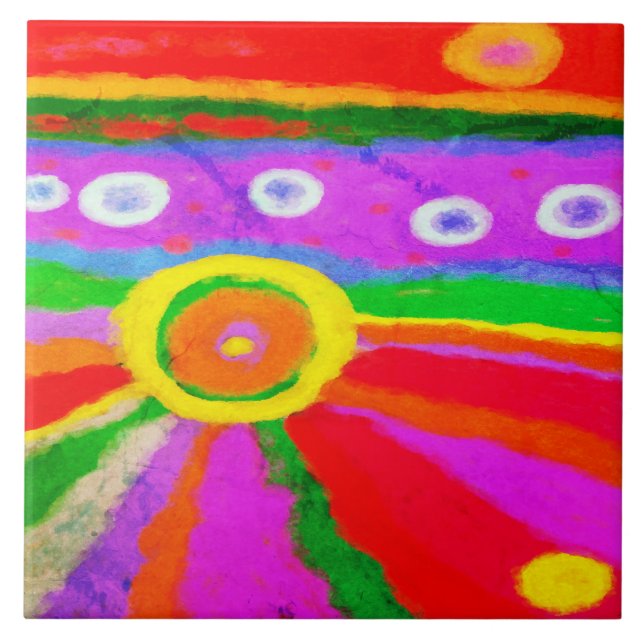 Heat Abstract Digital Painting Ceramic Tile (Front)