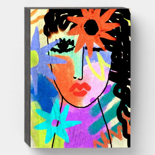 Heat Abstract Digital Portrait of a Woman Wooden Box Sign