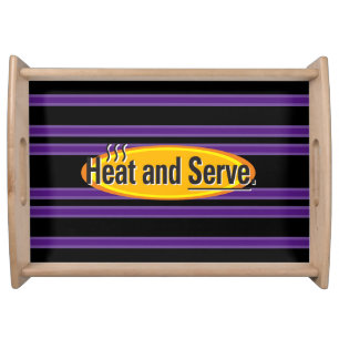 Heat and Serve Black Text Stripes Gfx Serving Tray