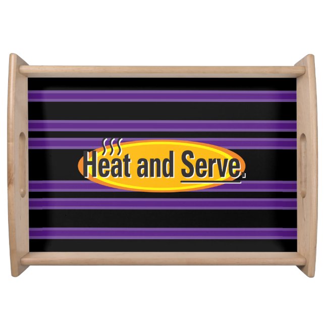 Heat and Serve Black Text Stripes Gfx Serving Tray (Front)