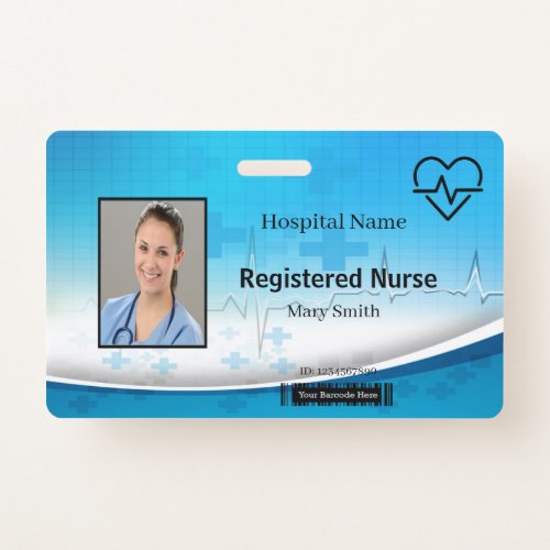 Heat Beat Lifeline Cross Medical Photo ID Badge