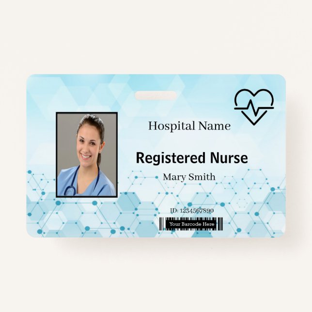 Heat Beat Lifeline Molecule Medical Photo ID Badge (Front)