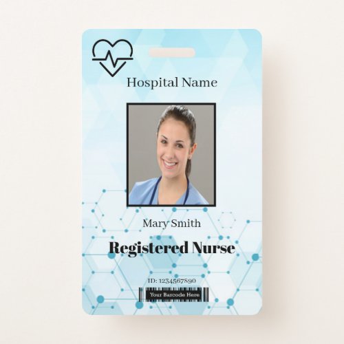 Heat Beat Molecule Medical Vertical Photo ID Badge