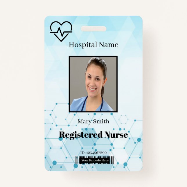 Heat Beat Molecule Medical Vertical Photo ID Badge (Front)