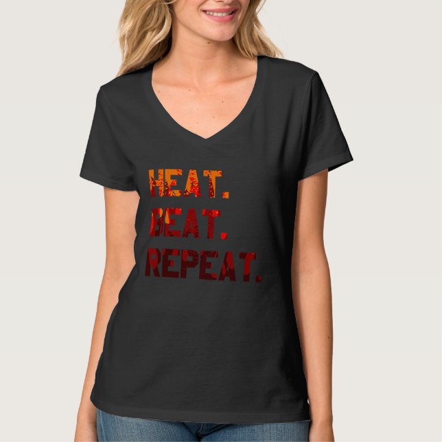 Heat Beat Repeat Blacksmith Anvil Bladesmith Forge T-Shirt (Front)