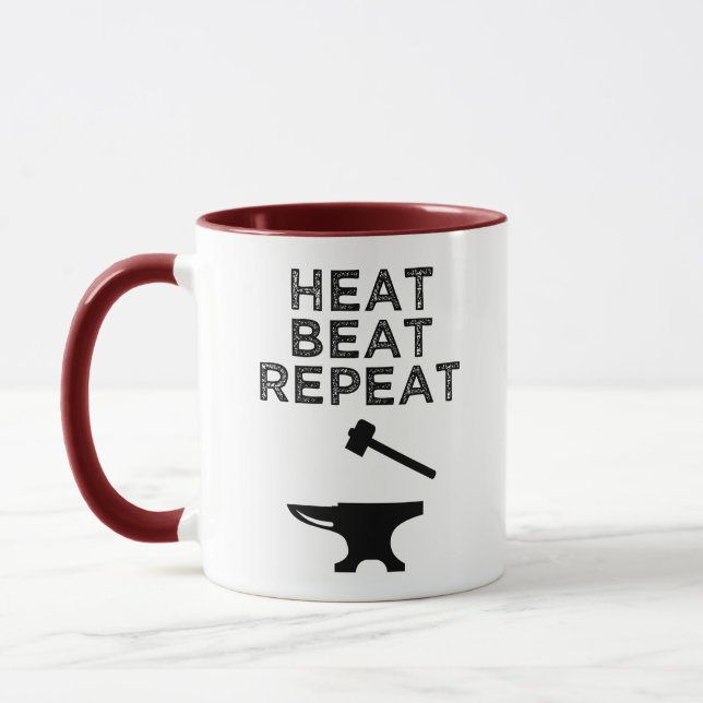 Heat Beat Repeat Funny Blacksmithing Mug (Left)