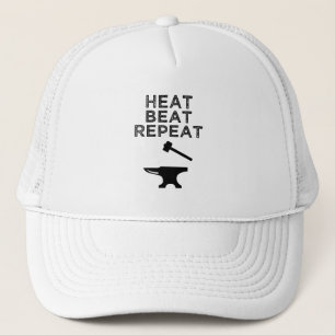 Heat Beat Repeat Funny Blacksmithing Trucker Hat