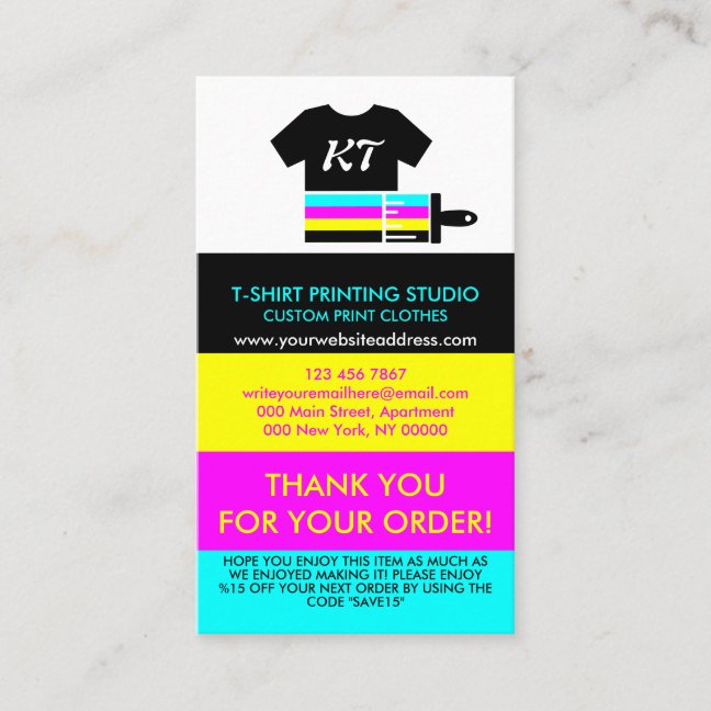 Heat Transfer Vinyl Clothing Wash Instruction Business Card