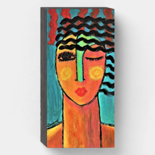 Heat Wave Abstract Portrait of a Woman Wooden Box Sign