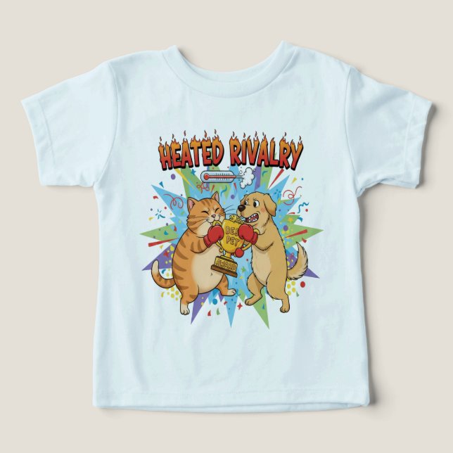 Heated Rivalry Cat vs Dog Boxing Funny Best Pet Toddler T-shirt (Design Front)