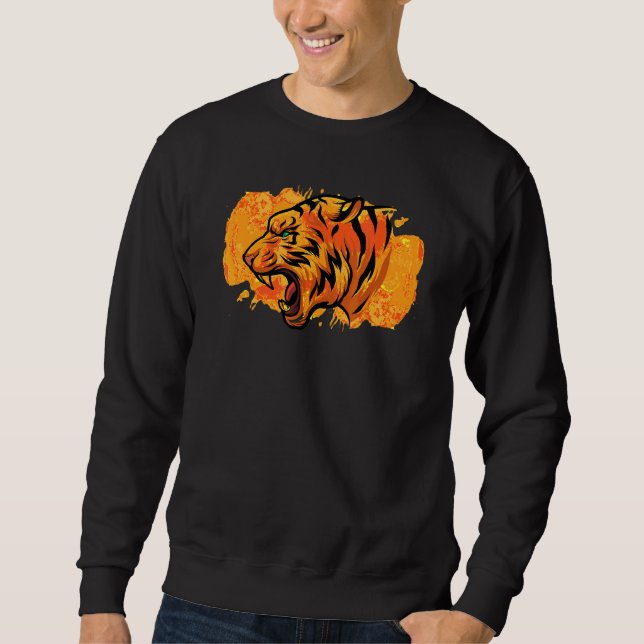 Heated Tiger Head Abstract Colorful Tiger Artwork Sweatshirt (Front)