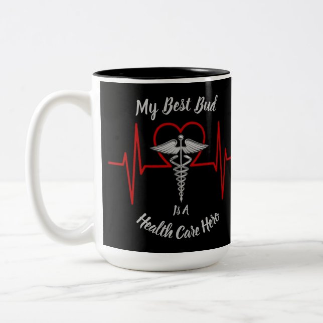 Heath Care Hero Best Buddy Two-Tone Coffee Mug (Left)