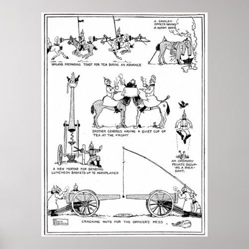 Heath Robinson Cracking Nuts World War I Cartoon F Poster