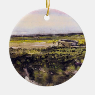 Heath with a Wheelbarrow by Vincent van Gogh Ceramic Ornament
