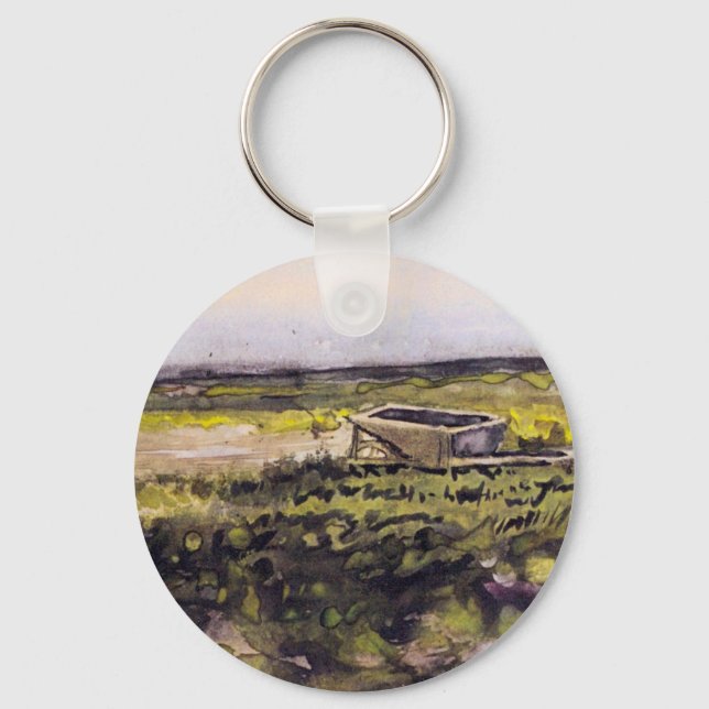 Heath with a Wheelbarrow by Vincent van Gogh Keychain (Front)