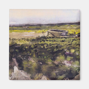 Heath with a Wheelbarrow by Vincent van Gogh Magnet