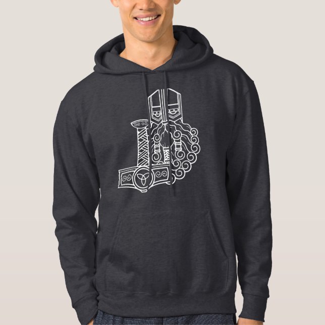 Heathen Thor Mjolnir Norse Pagan Asatru Viking Hoodie (Front)