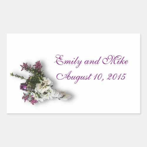 Heather and Lace Wedding favor stickers