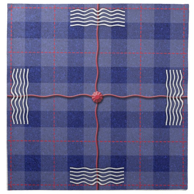 Heather Blue Plaid Cloth Napkin (Front)