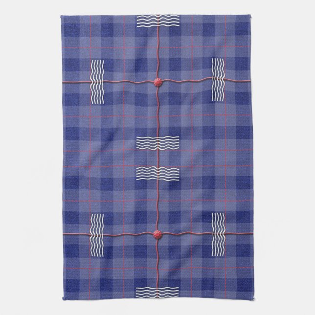 Heather Blue Plaid Towel (Vertical)