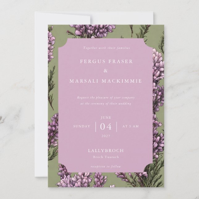 Heather Botanical Pattern Invitation (Front)