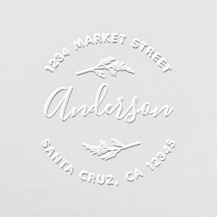 Heather & Custom Family Name Script Return Address Embosser