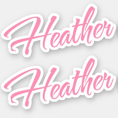 Heather Decorative Name in Pink x2 Sticker