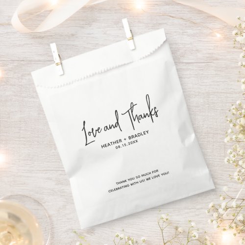 Heather Elegant Black White Minimal Modern Wedding Favor Bag