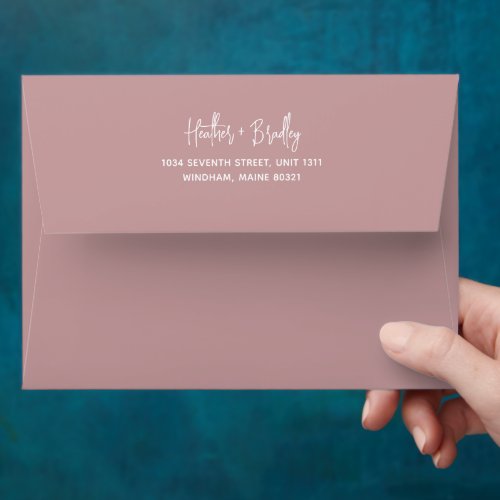 Heather Elegant Dusty Rose Minimal Modern Wedding Envelope